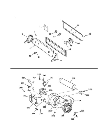 Backsplash, blower & drive assembly