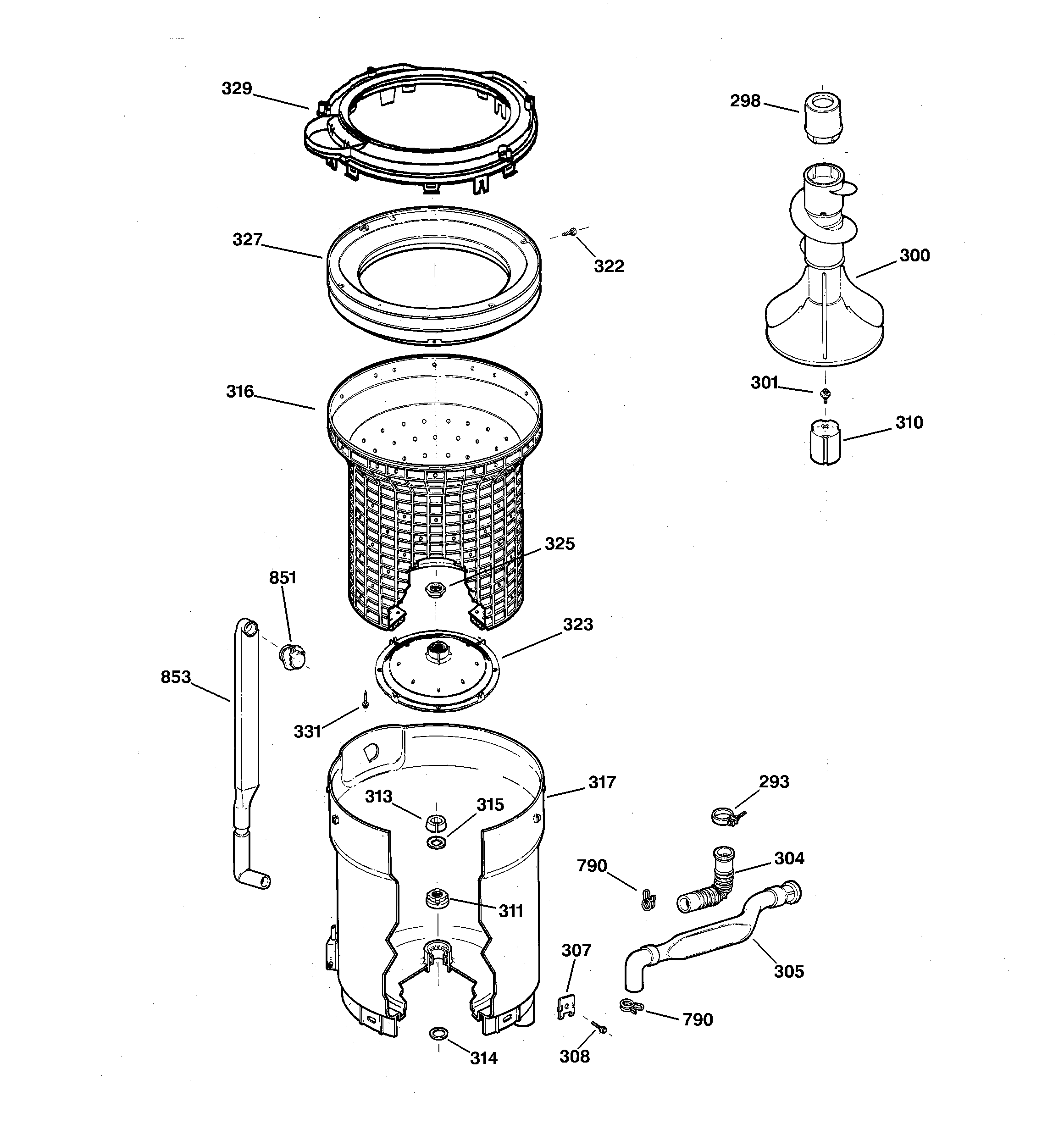Tub, basket & agitator