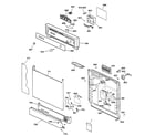 GE GSD3130C05WW escutcheon & door assembly diagram