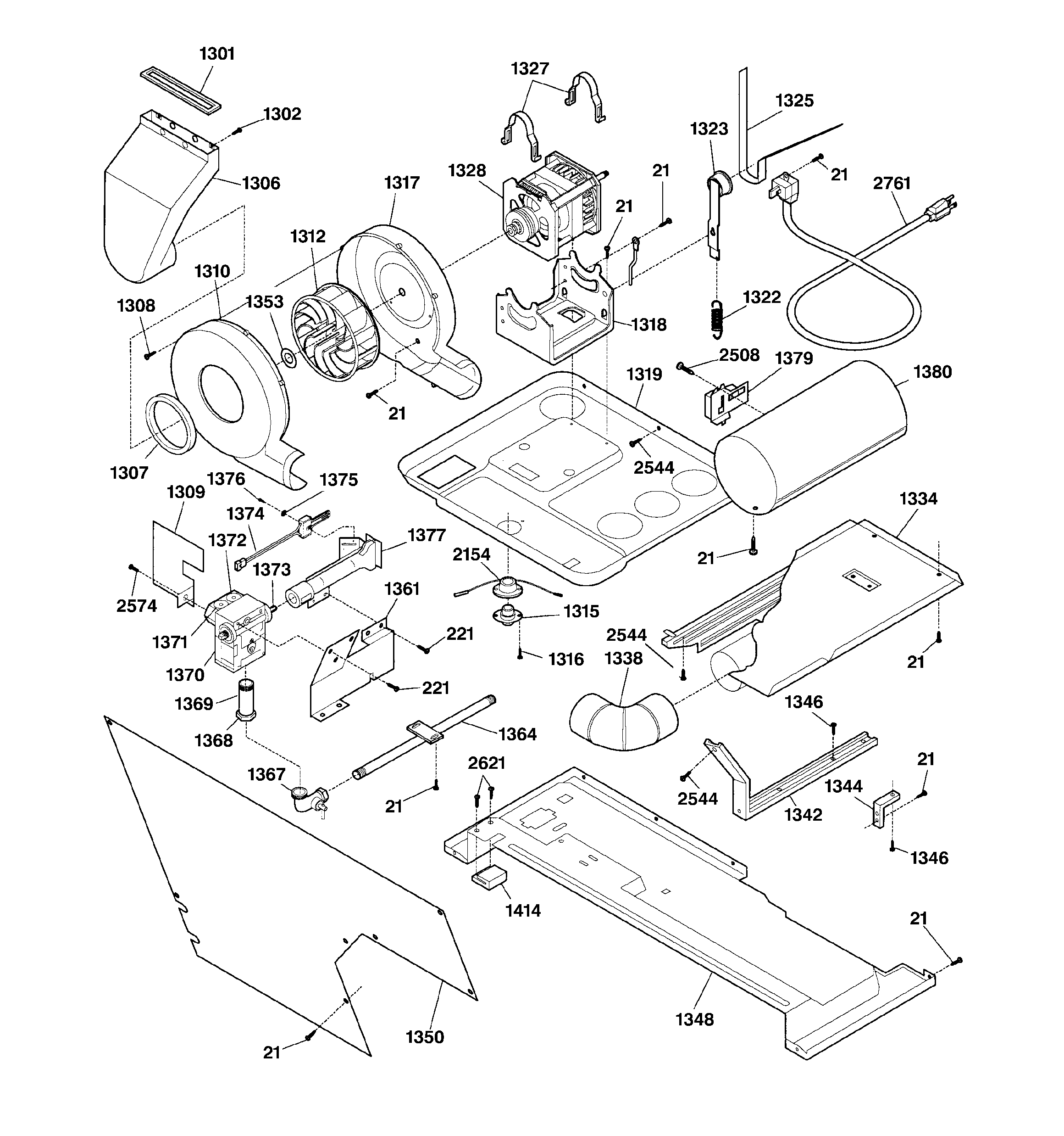 Dryer-motor, blower & belt