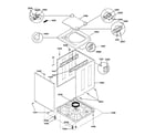 GE WSM2700TEWWB washer lower cabinet & top diagram