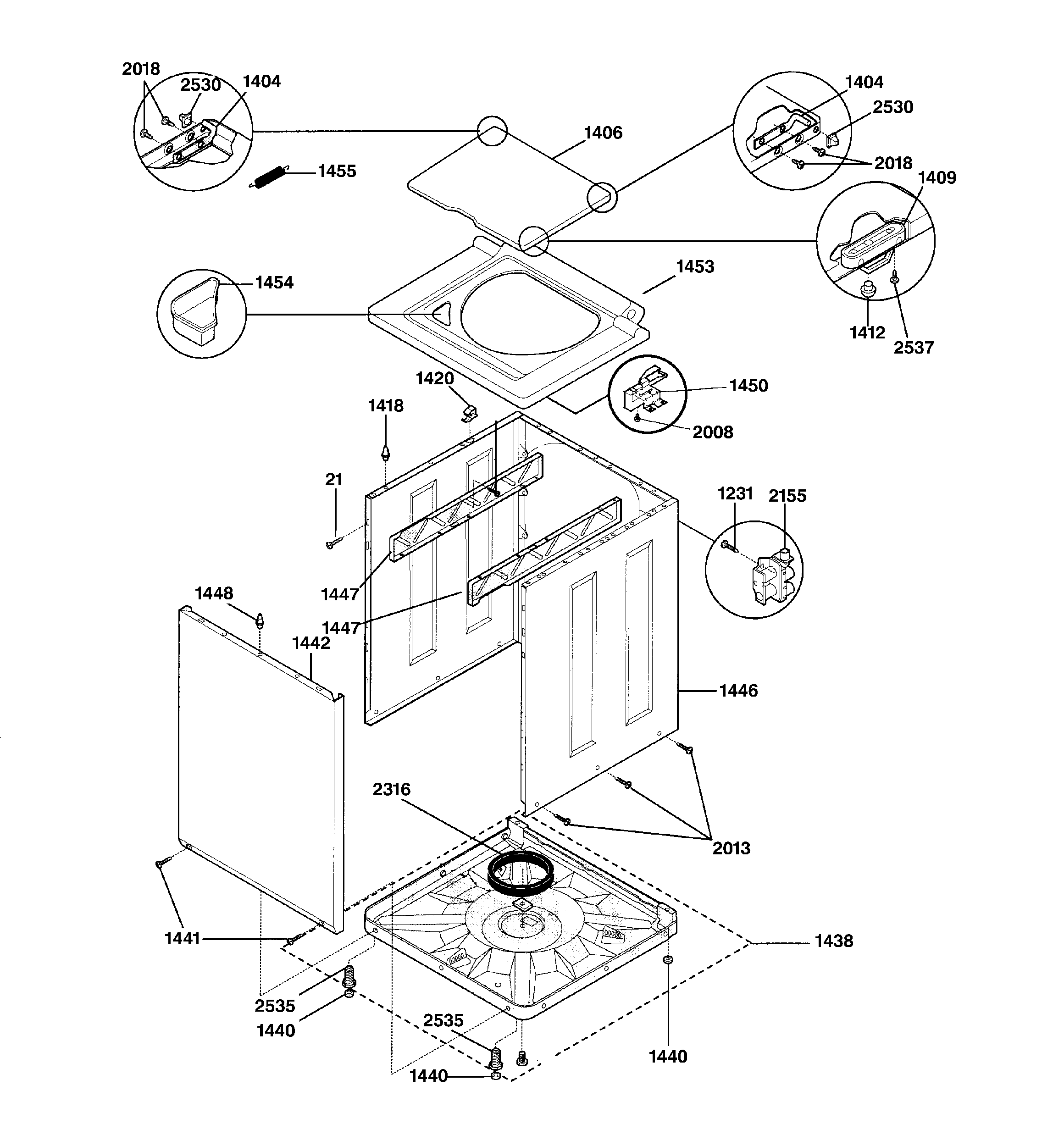WASHER LOWER CABINET & TOP