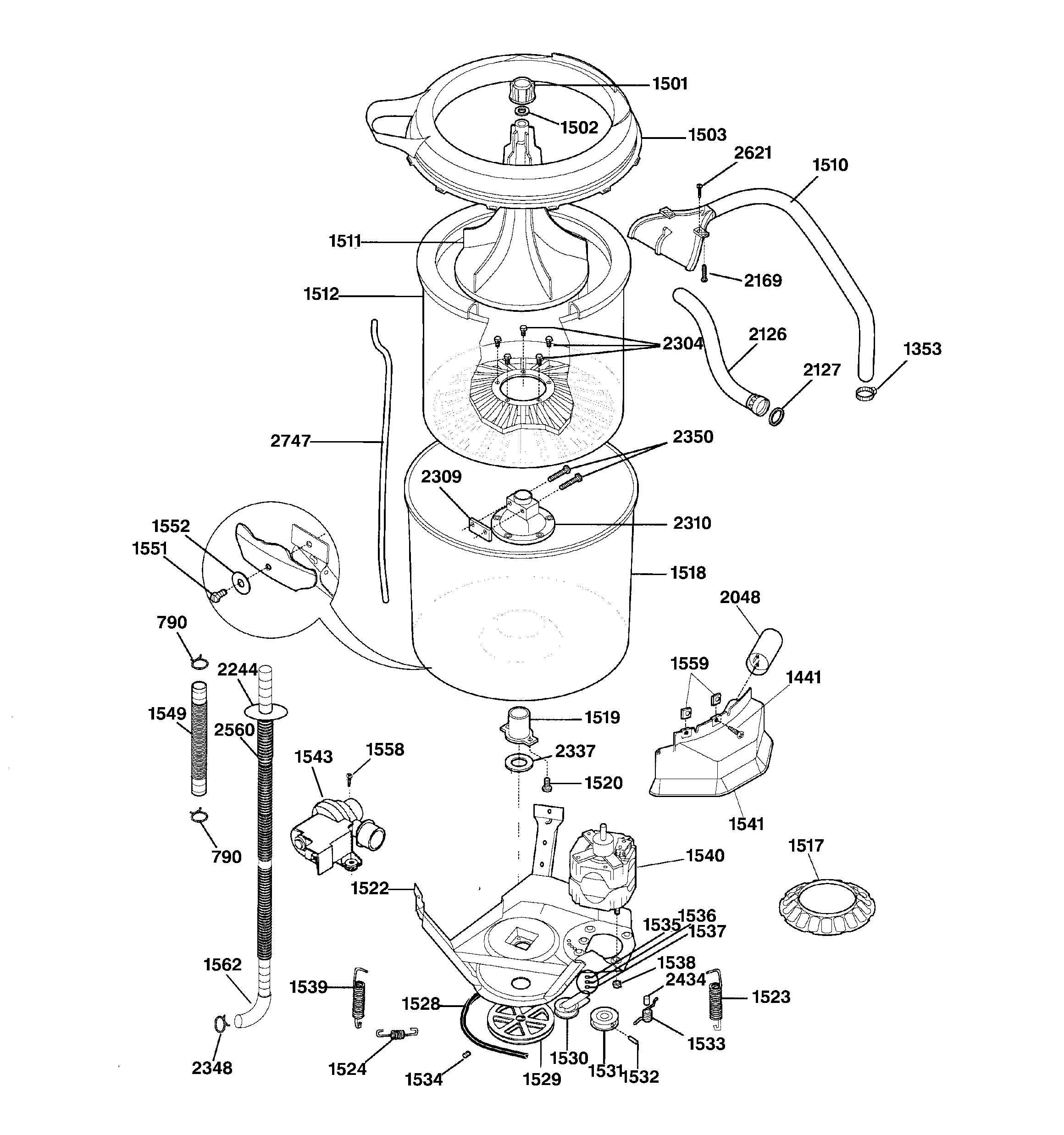 Washer motor & tub