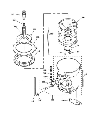Agitator, basket & tub parts