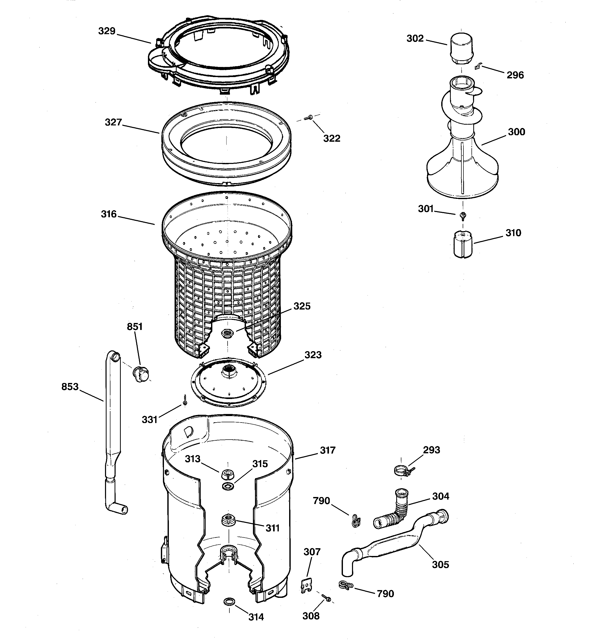 Tub, basket & agitator