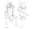 GE GLD4209L20WW escutcheon & door assembly diagram