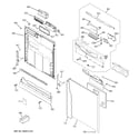 GE GLD5611L20WW escutcheon & door assembly diagram