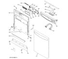 GE PDW7380N15SS escutcheon & door assembly diagram