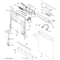 GE PDW7912N15BB escutcheon & door assembly diagram