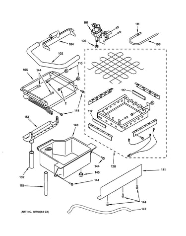 Evaporator, ice cutter grid & water