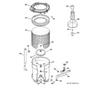 GE WDSR2080D5CC tub, basket & agitator diagram