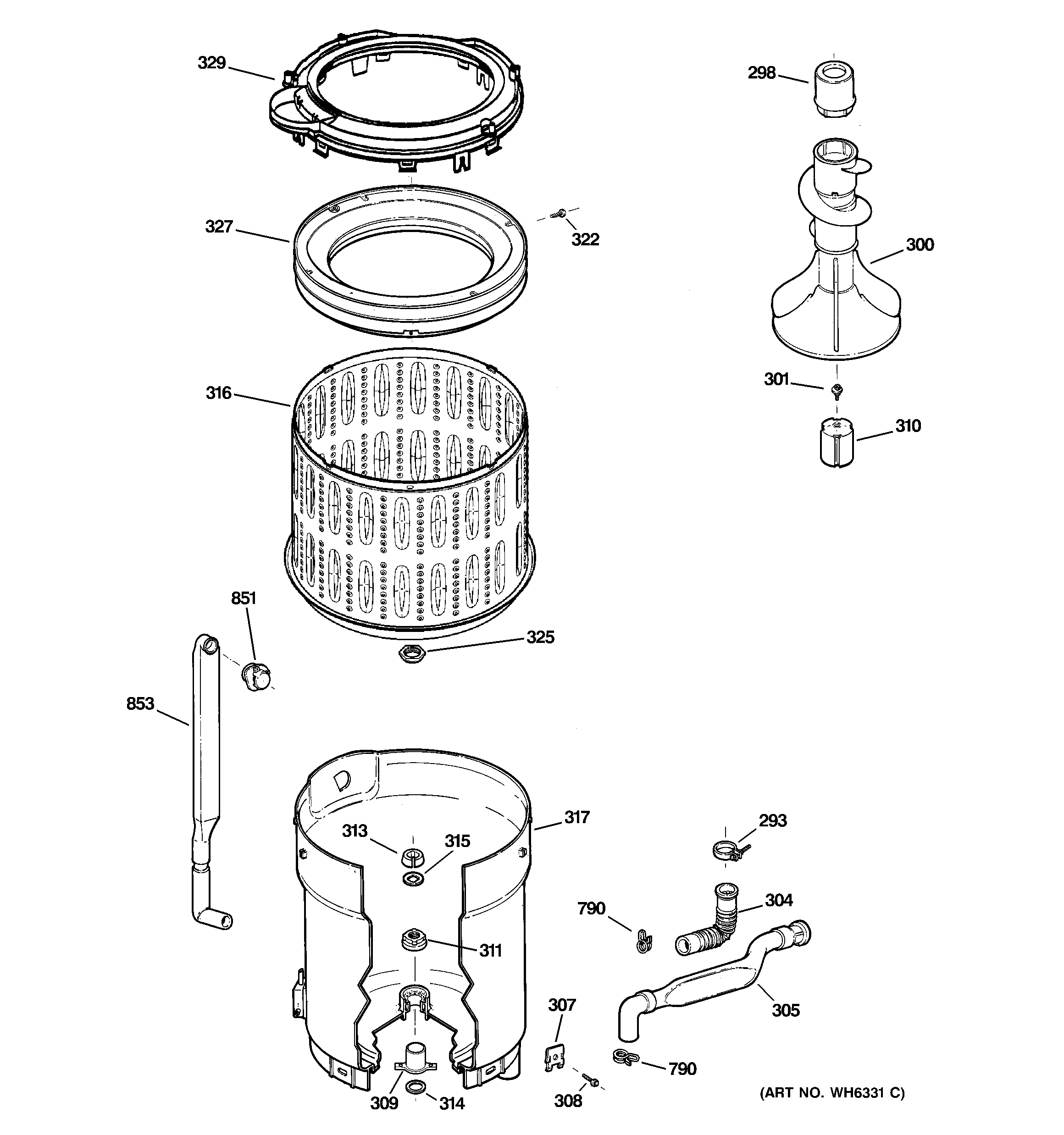 Tub, basket & agitator