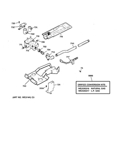 Gas valve & burner assembly
