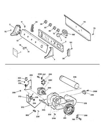 Backsplash, blower & drive assembly