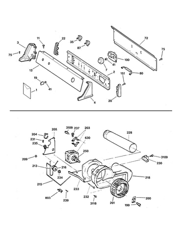 Backsplash, blower & drive assembly