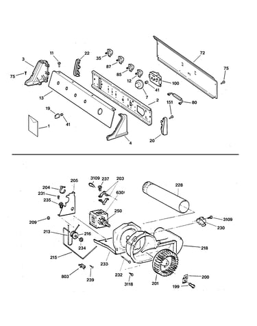 Backsplash, blower & drive assembly