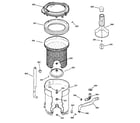 Hotpoint VVSR1070B0WW tub, basket & agitator diagram