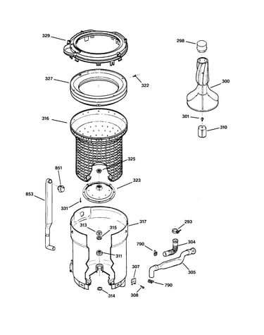 Tub, basket & agitator