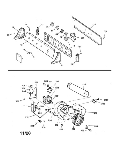 Backsplash, blower & drive assembly