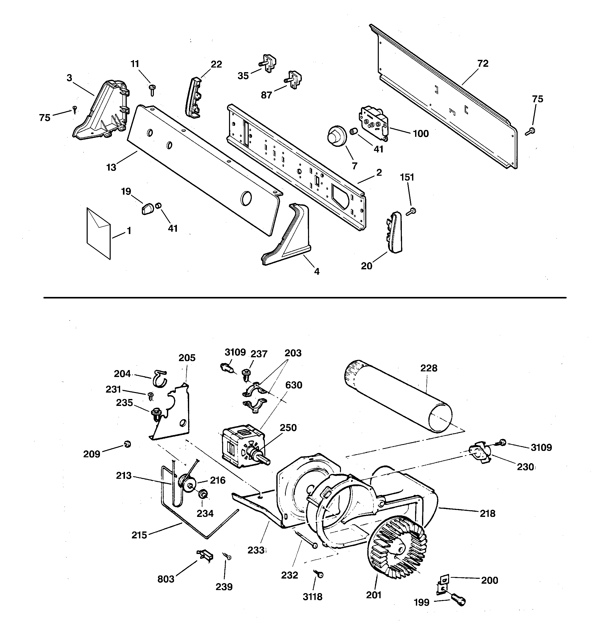 BACKSPLASH, BLOWER & DRIVE ASSEMBLY