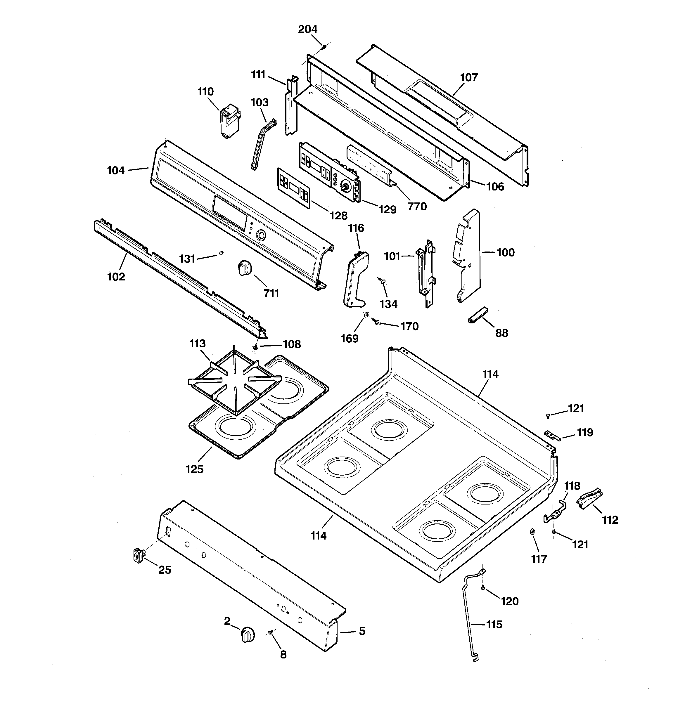 CONTROL PANEL & COOKTOP