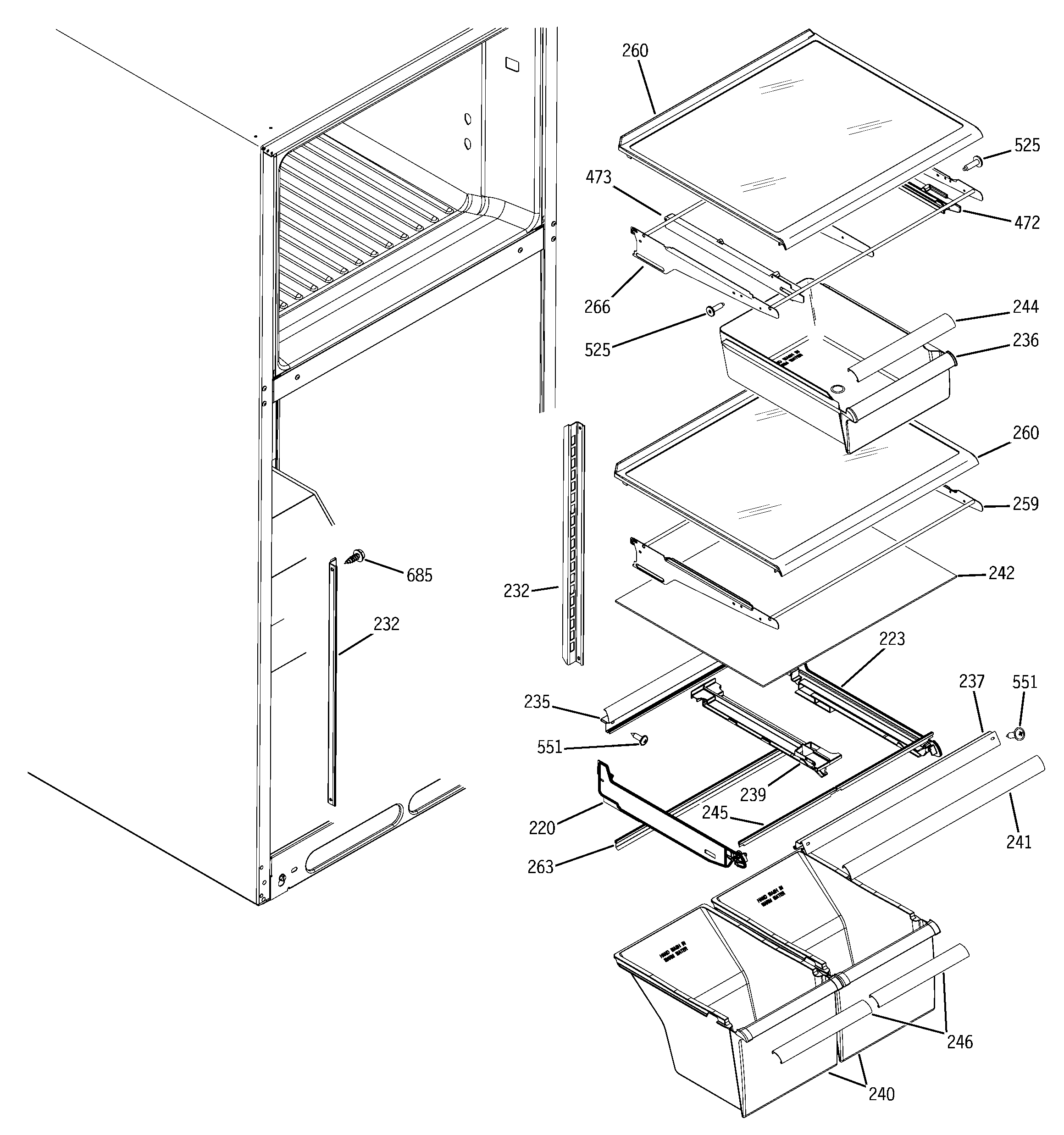 Fresh food shelves