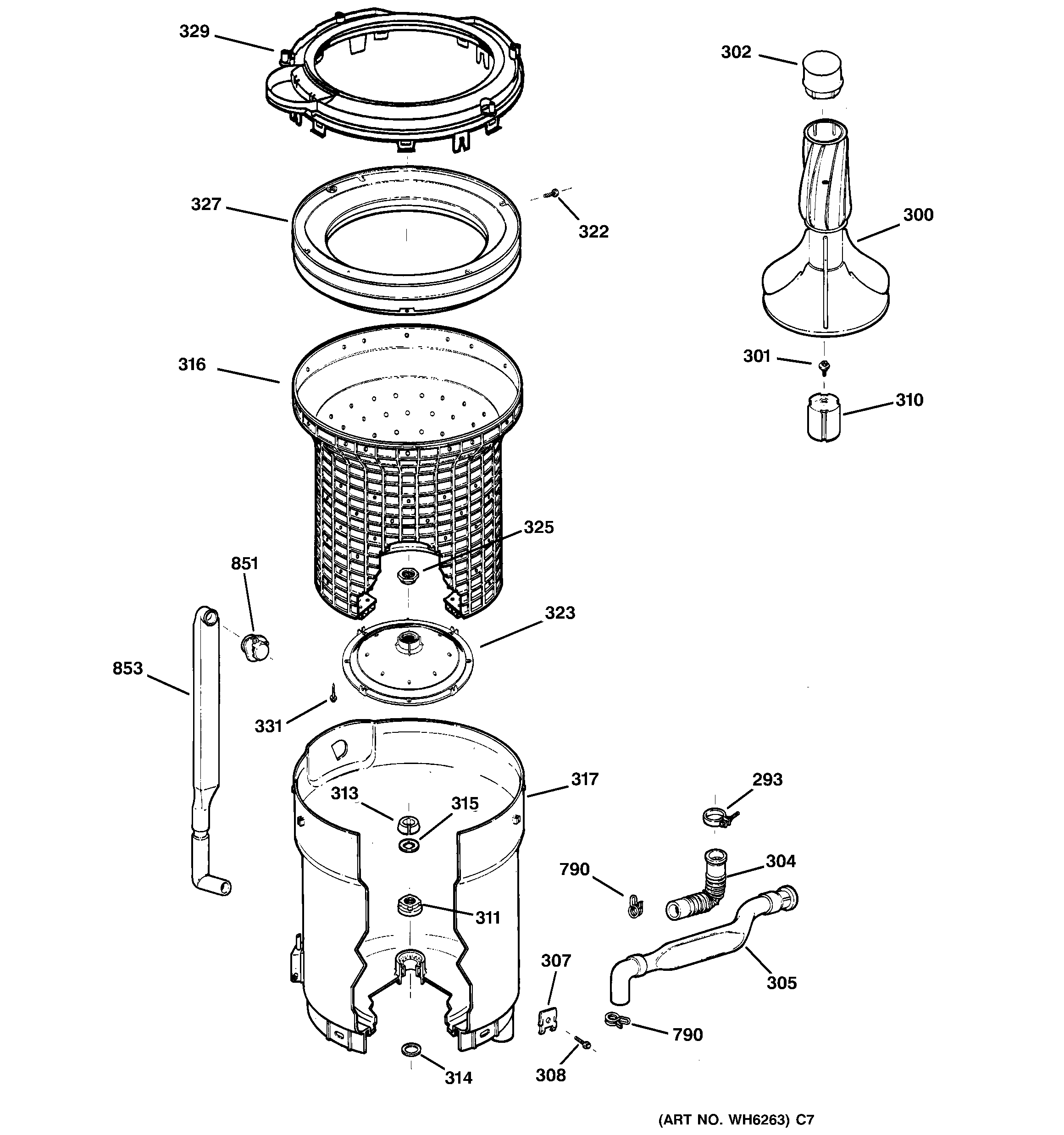 Tub, basket & agitator