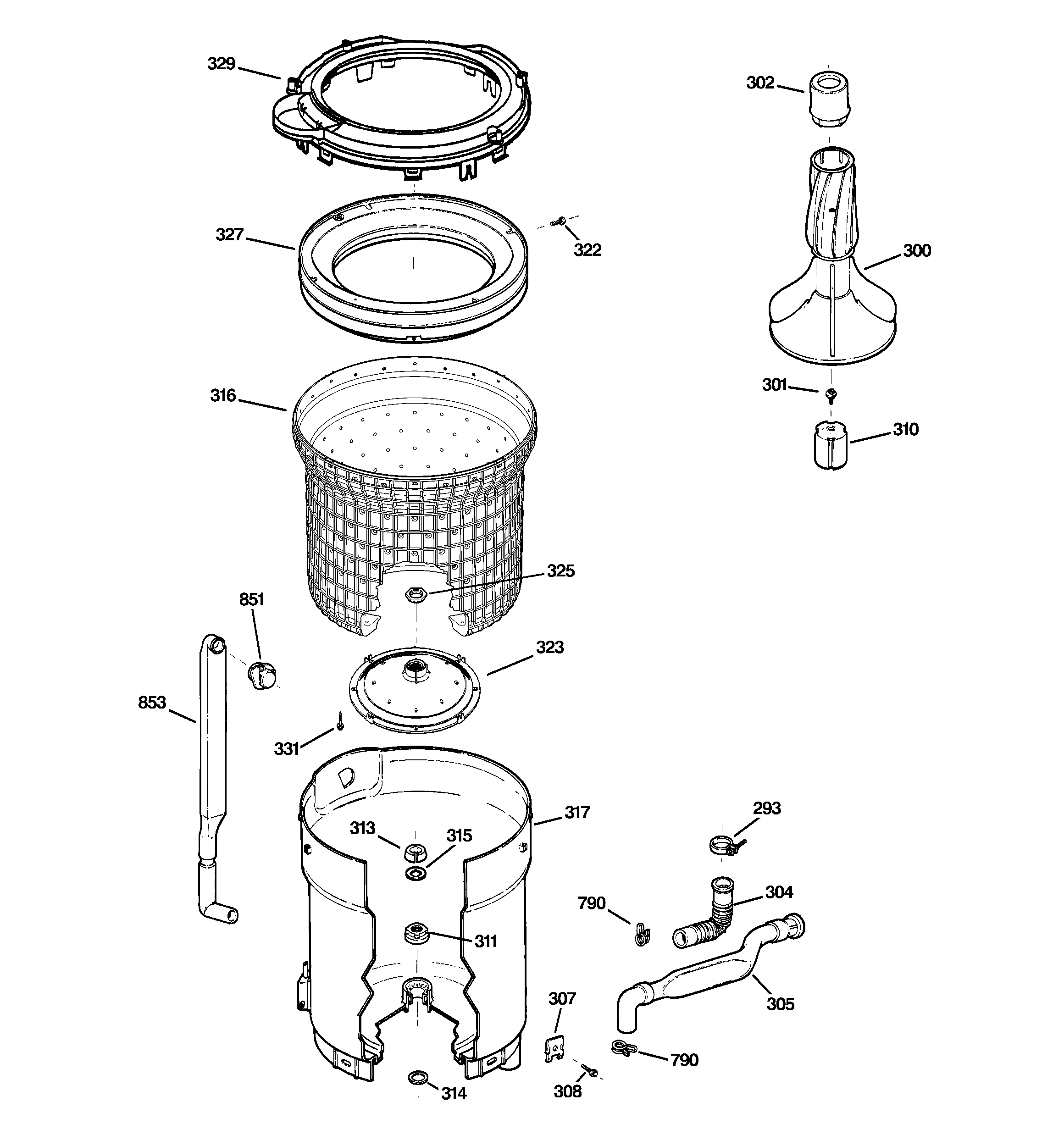 Tub, basket & agitator