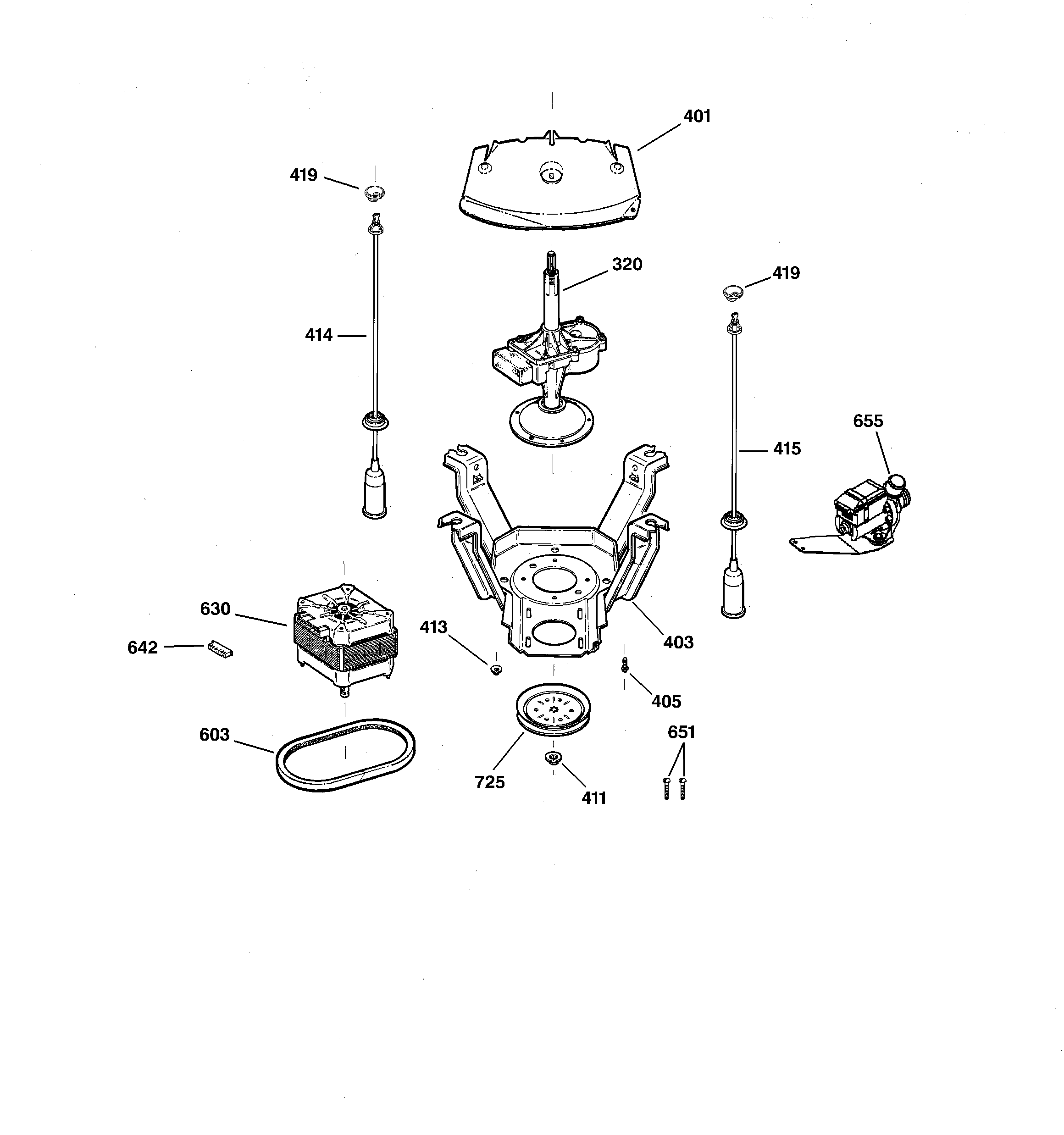 Suspension, pump & drive components