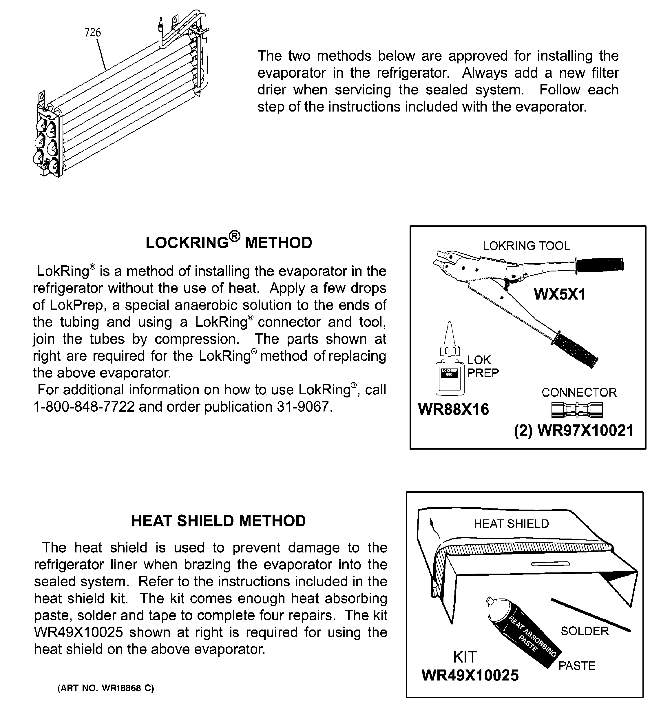 EVAPORATOR INSTRUCTIONS