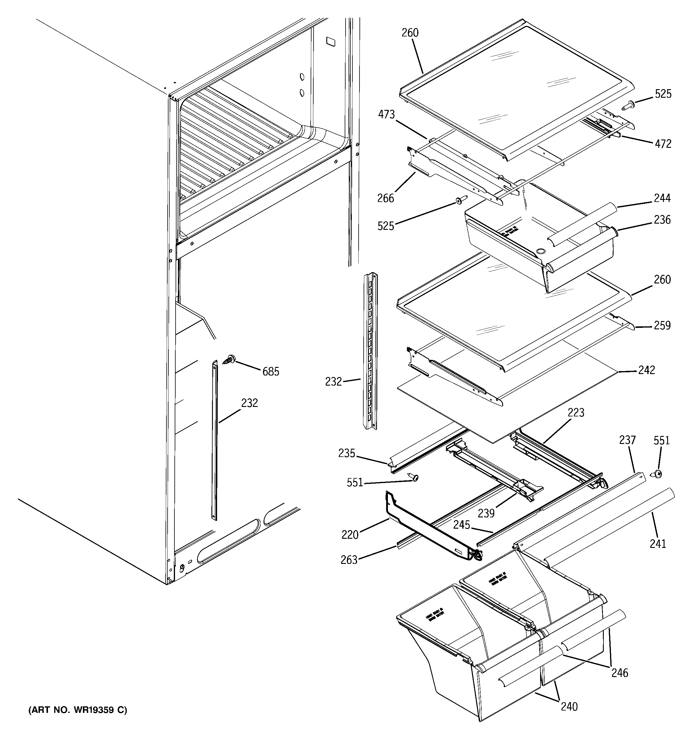 Fresh food shelves