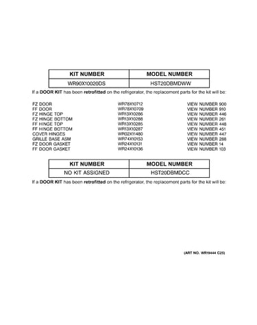 Replacement parts list