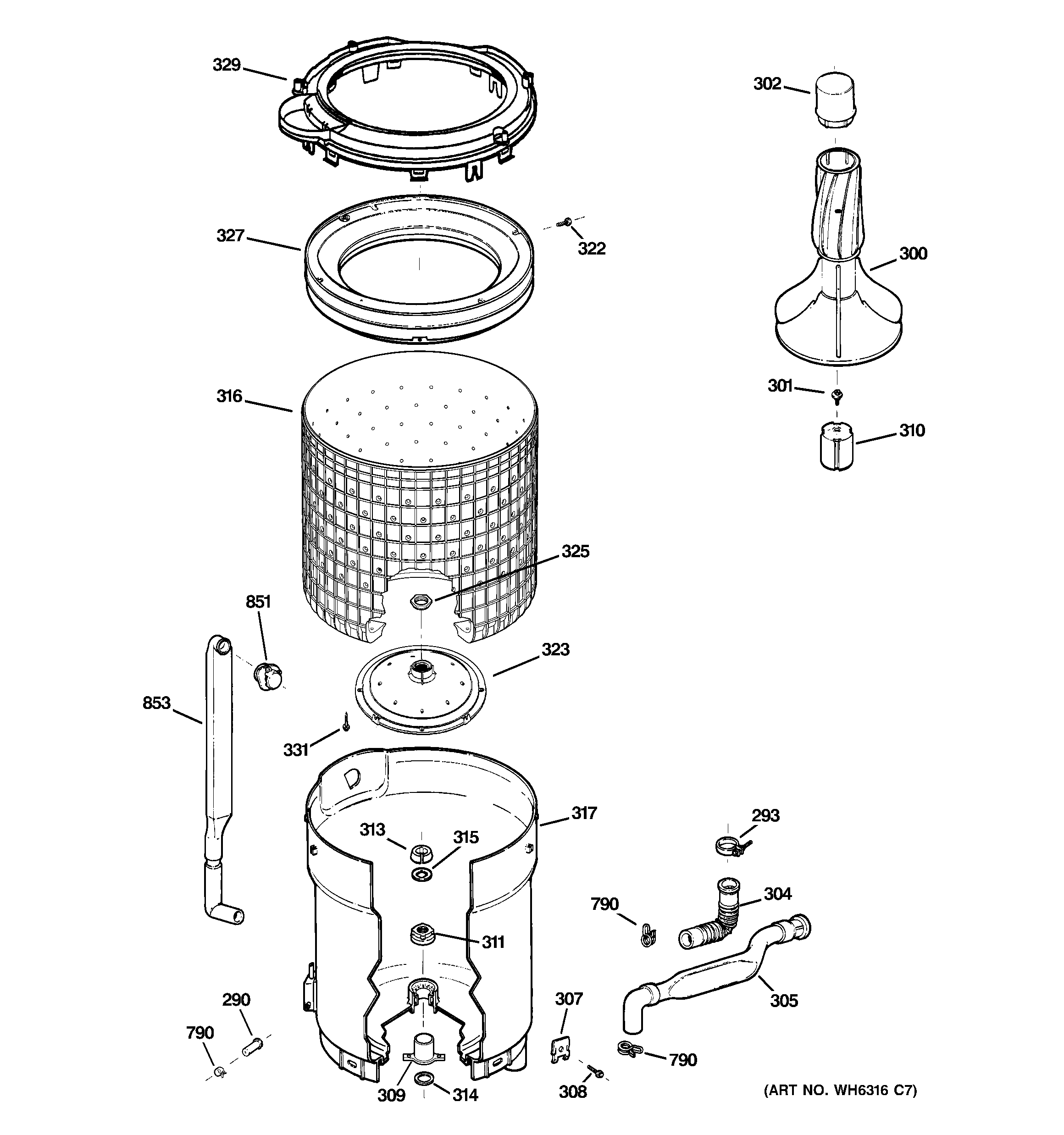 Tub, basket & agitator