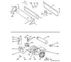 Hotpoint NVLR333GE0CC backsplash, blower & motor assembly diagram