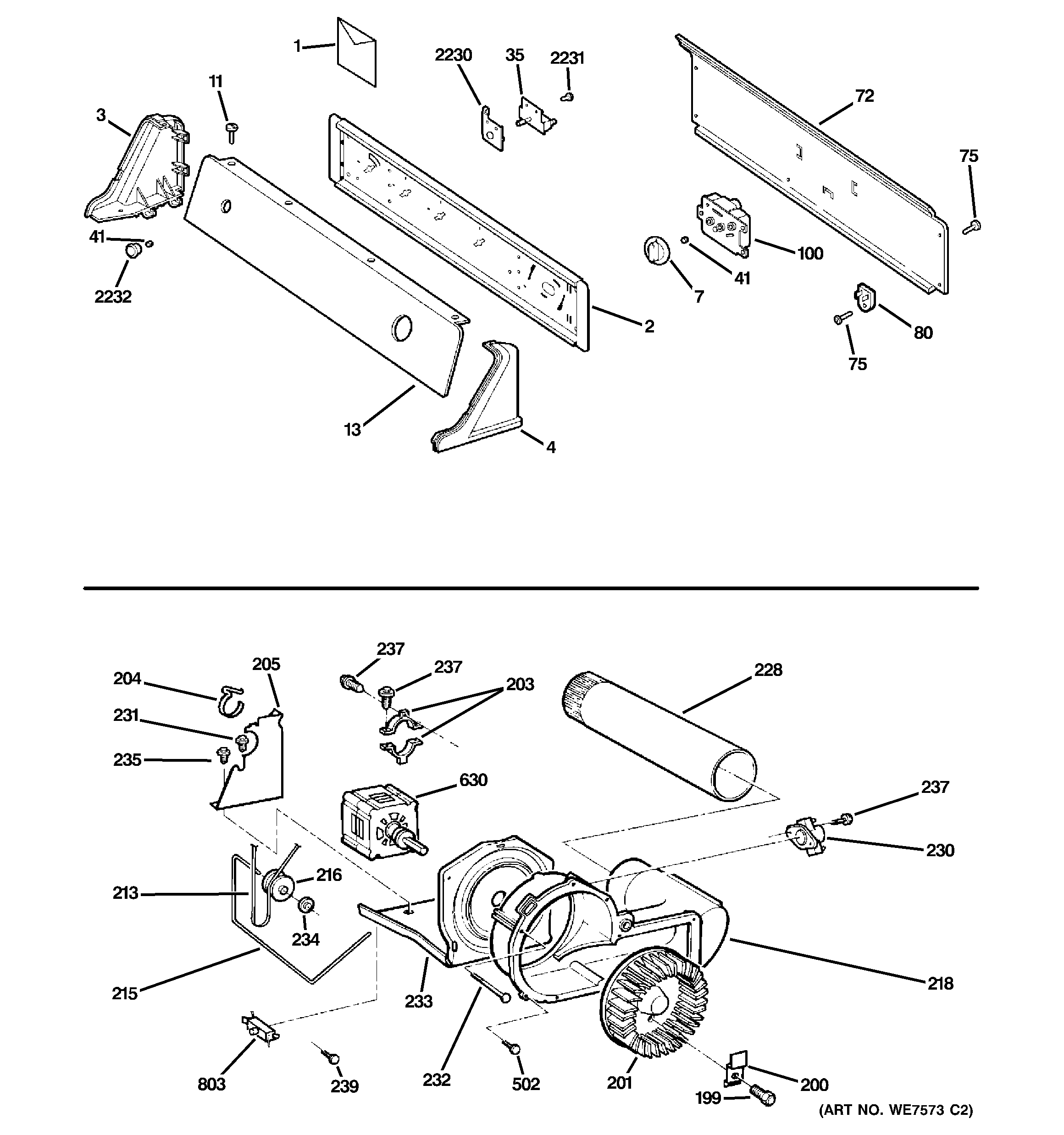 Controls, backsplash, blower & moto