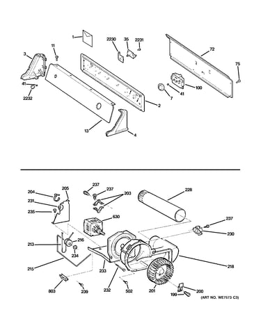 Controls, backsplash, blower & moto