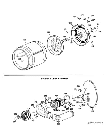 Drum, blower & drive assembly