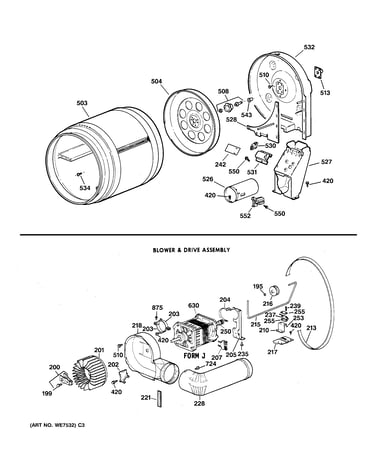 Drum, blower & drive assembly