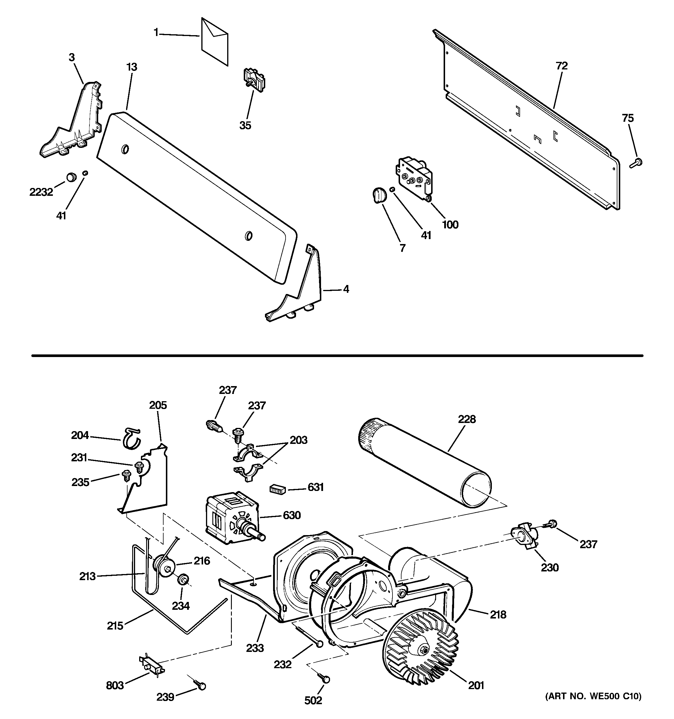 BACKSPLASH, BLOWER & MOTOR