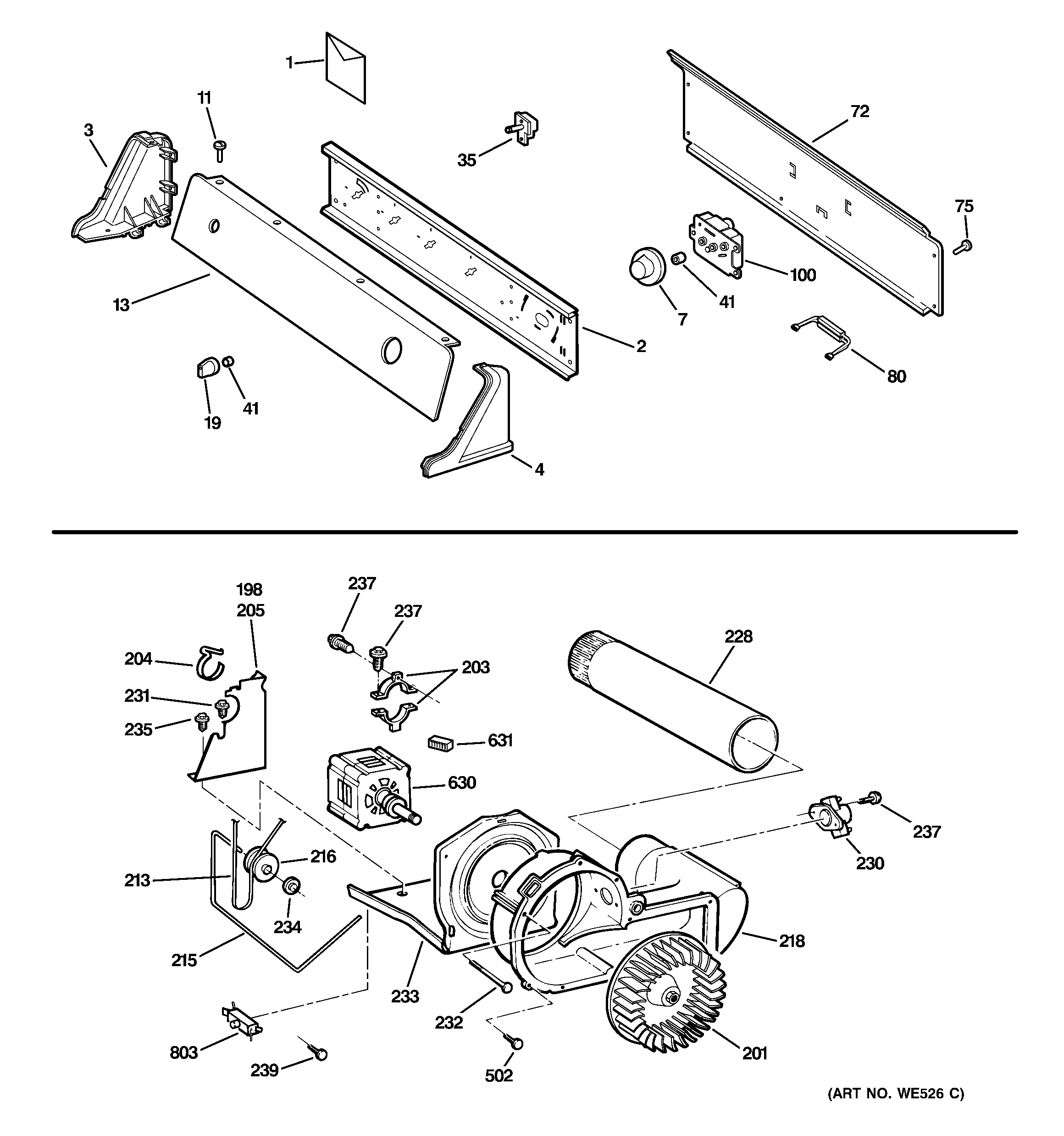 BACKSPLASH, BLOWER & MOTOR