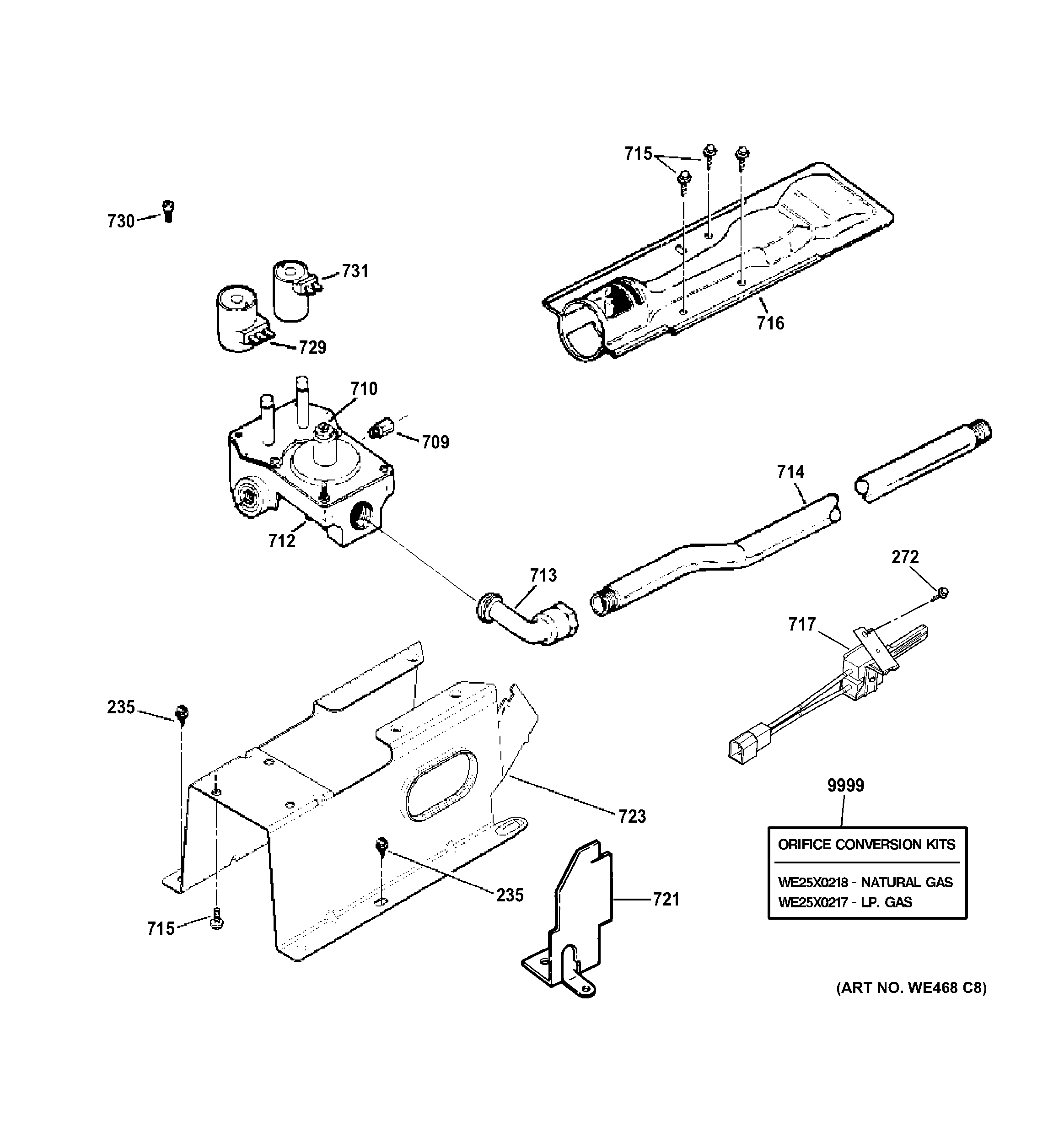 Gas valve & burner assembly