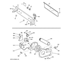 GE GTDP180ED4WW backsplash, blower & motor assembly diagram