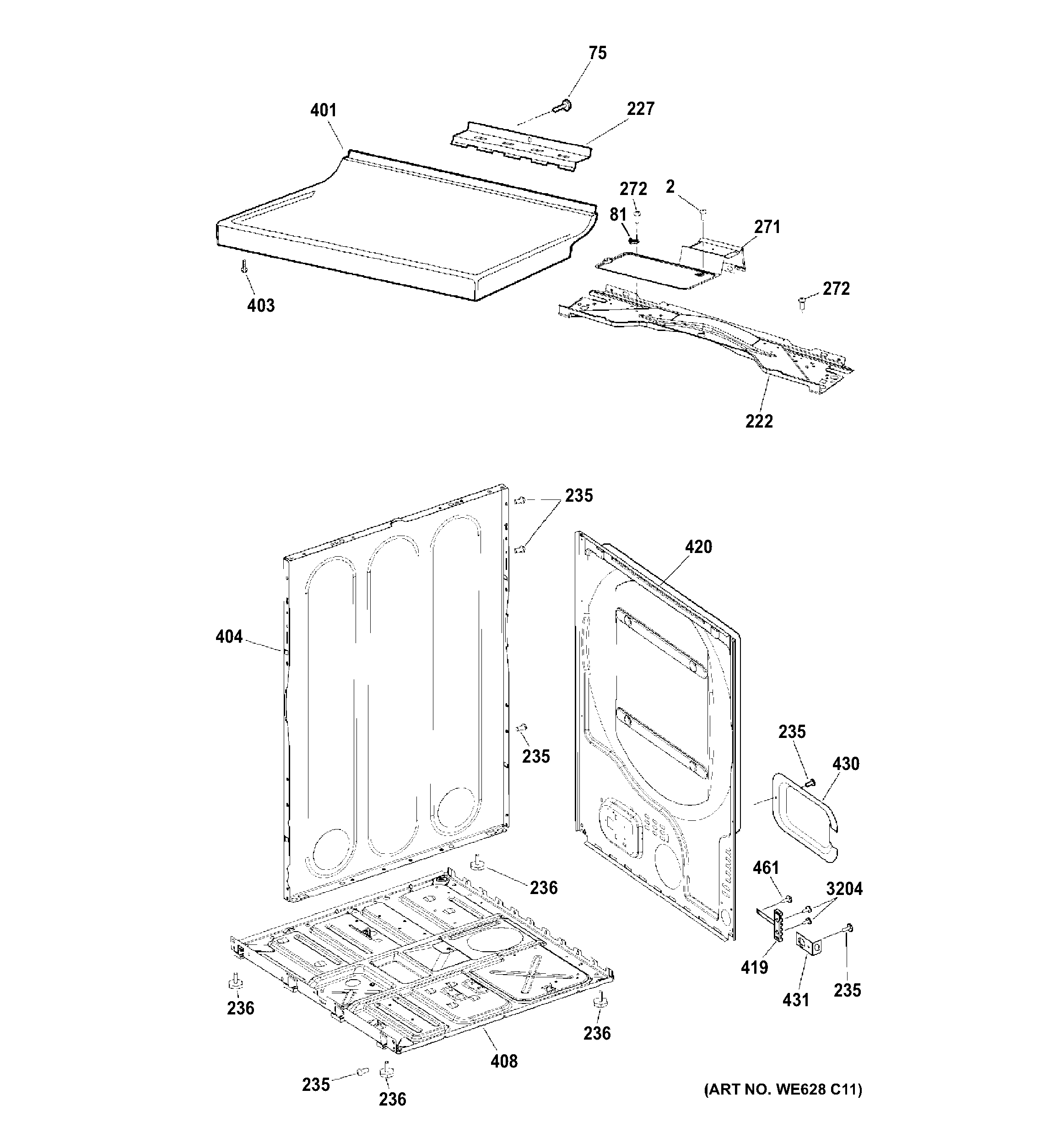 Cabinet & top panel