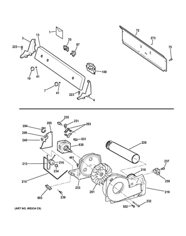 Backsplash, blower & drive assembly