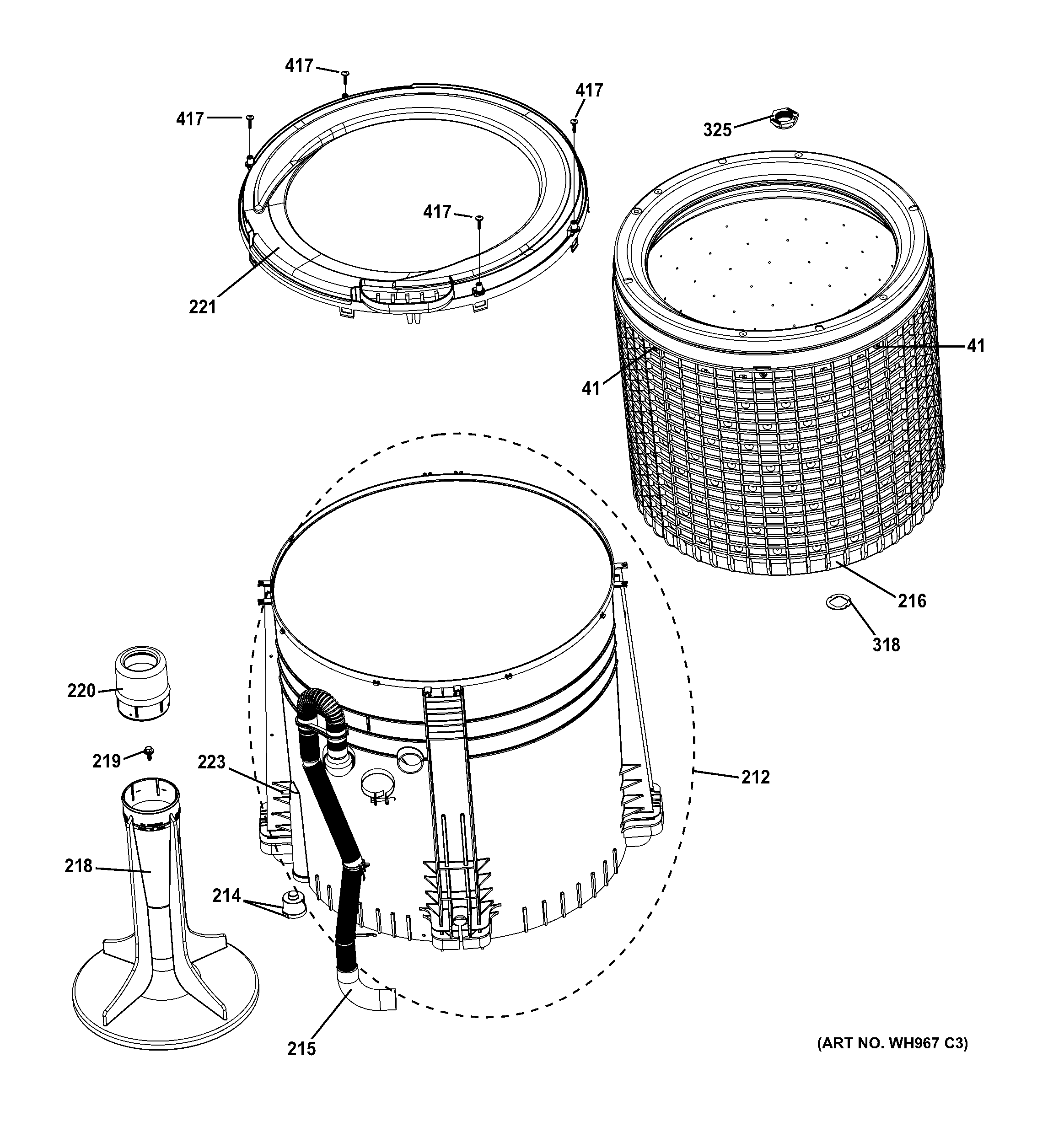 Tub, basket & agitator