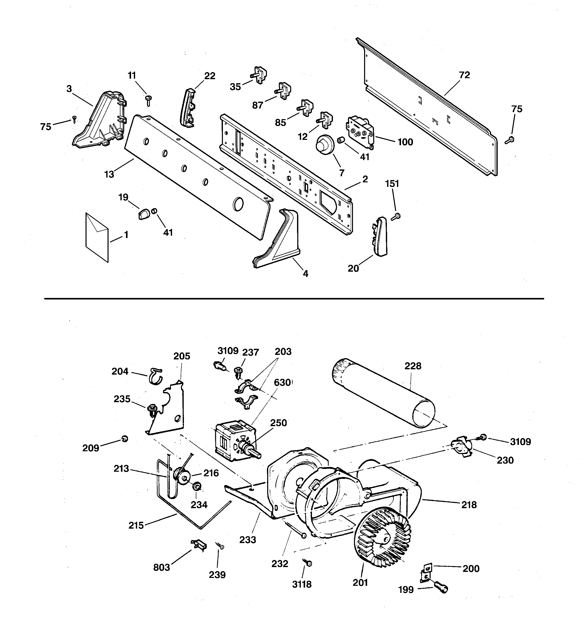 BACKSPLASH, BLOWER & DRIVE ASSEMBLY