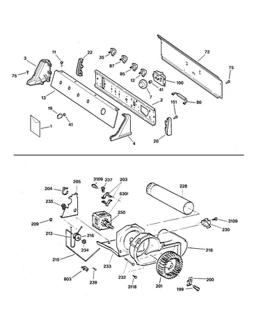 Backsplash, blower & drive assembly