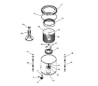 Hotpoint VLLR1020T1WO suspension, tub, basket & agitator diagram