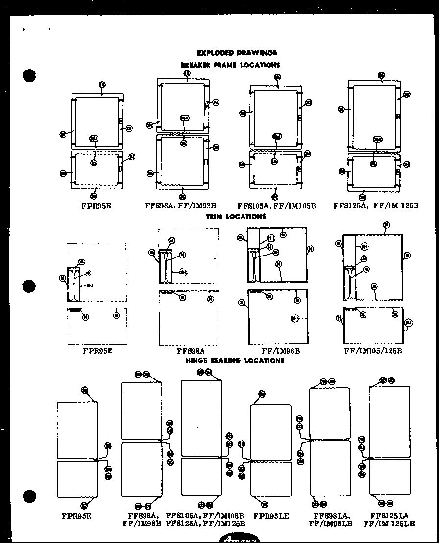 BREAKER FRAME LOCATIONS (FPR95E) (FPR95LE) (FFS98A) (FFS98LA) (FF98B) (FF98LB) (IM98B) (IM98LB) (FFS105A) (FF105B) (IM105B) (FFS125A) (FFS125LA) (FF125B) (FF125LB) (IM125B) (IM125LB)