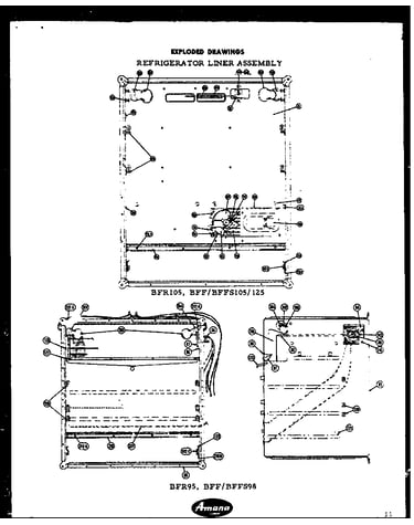Refrigerator liner assembly (bfr95) (bfr105) (bff98) (bffs98) (bff105) (bffs105) (bff125) (bffs125)